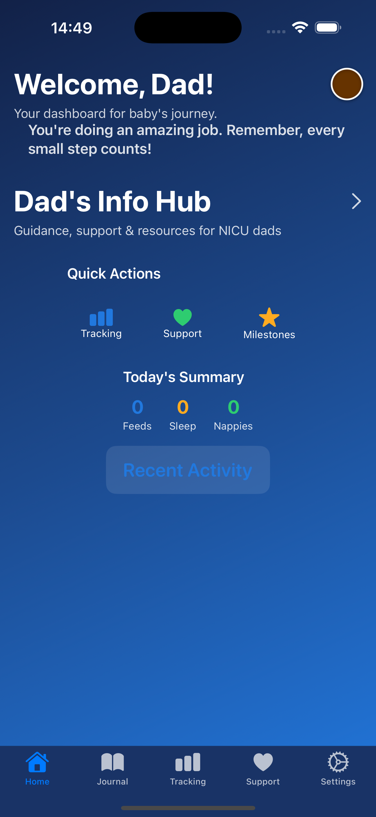 TinySteps Dashboard Screenshot
